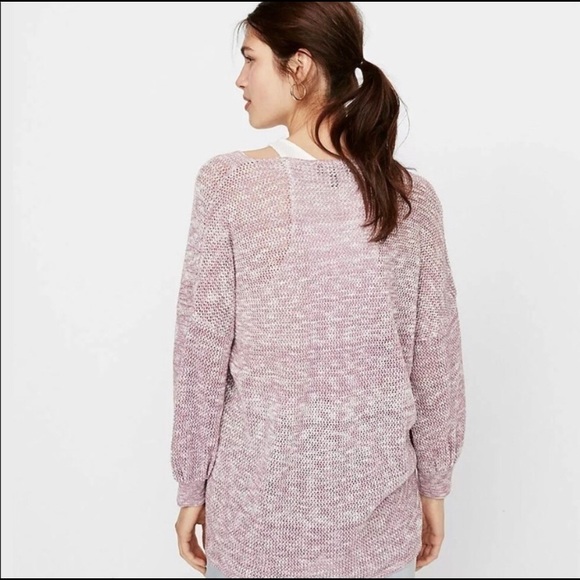 Express Purple Front Wrap Tunic Knit Sweater Top - Picture 7 of 7